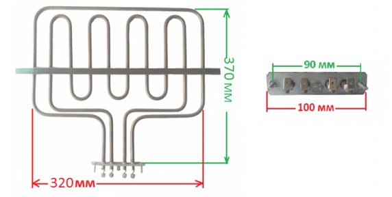 ТЕН для духовки подвійний верхній  з потужністю 1800W і 800W 